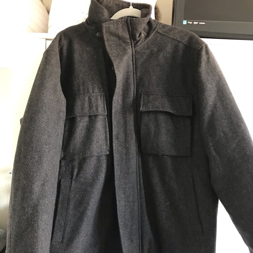 Wool zip up pea coat